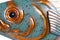 Wanddecoratie Home ESPRIT Blauw Multicolour Gouden Vis Mediterrane 70 x 4,5 x 25,5 cm (2 Stuks)