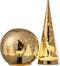 J-Line decoratie Kegel Winter - glas - goud - LED lichtjes - large