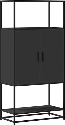 vidaXL - Hoge - kast - 68x35x139 - cm - bewerkt - hout - en - metaal - zwart