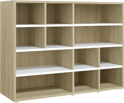 vidaXL - Bijzetkast - 97x32x72 - cm - spaanplaat - wit - en - sonoma - eikenkleurig
