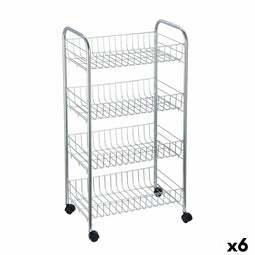Groentetrolley Confortime Zilverkleurig Metaal 41 x 26,5 x 76 cm (6 Stuks)