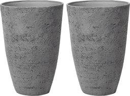 CAMIA - Bloempot set van 2 L - Grijs - Stenenmix