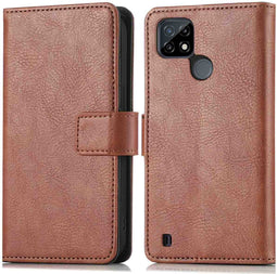 iMoshion Hoesje Geschikt voor Realme C21 Hoesje Met Pasjeshouder - iMoshion Luxe Bookcase - Bruin