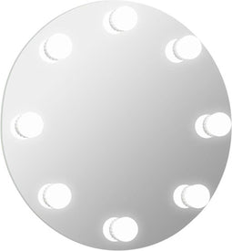 vidaXL - Wandspiegel - met - LED-lampen - rond - glas