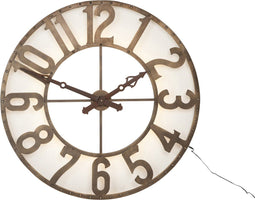 J-Line klok + LED boord - metaal - bruin - Ø 105 cm