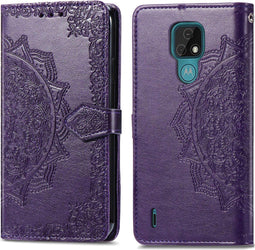 iMoshion Hoesje Geschikt voor Motorola Moto E7 Hoesje Met Pasjeshouder - iMoshion Mandala Bookcase - Paars