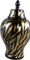PTMD Brendy Urn Deco Dierenprint - H44 x Ø25 cm - Keramiek - Zwart/goud