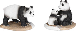Luville - Panda family 2 stuks - l7xb5xh5cm - Kersthuisjes & Kerstdorpen