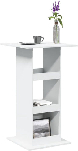 vidaXL - Bartafel - met - opbergruimte - 60x60x102 - cm - bewerkt - hout - wit