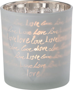 J-Line theelichthouder Love - glas - wit - small - 6 stuks