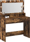 vidaXL - Makeuptafel - met - LED-verlichting - in - gerookt - eiken - - - 100x41x135 - cm