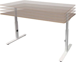 Linesto Plus bureau, hoogte instelbaar (65-85cm) met 180x90cm Schaduwzwart 25mm blad en zwart (RAL9005) t-poot frame met rechte tenen