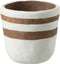 J-Line bloempot Kenia - keramiek - wit/bruin - small - 2 stuks - Ø 14.5 cm