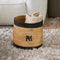 Riviera Maison Opbergmanden Naturel - Striped Monogram Rieten Manden Set - Bananenblad (ØxH) 30x30.5