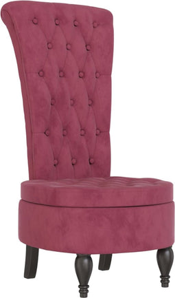 vidaXL - Stoel - hoge - rugleuning - met - knopen - fluweel - wijnrood