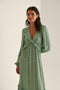 na-kd Maxi-jurk - Ballonmouwen V-hals Ruches - Green Flower