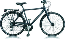Lombardo Taranto 400 Herenfiets - Hybride Fiets - 28 Inch 53 cm - 7 Versnellingen - V-Brakes - Antraciet