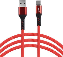 UNIQ Accessory - USB Type-C Kabel - Snellader 100cm nylon - Rood
