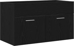 vidaXL - Badkamerkasten - in - Zwart - Eiken - 80x38,5x46 - cm - Van - Gefabriceerd - Hout