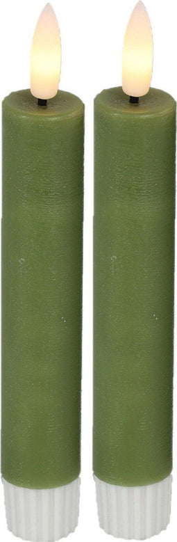 Countryfield Led dinerkaarsen - 15 cm - afstandsbediening - groen (2 stuks)