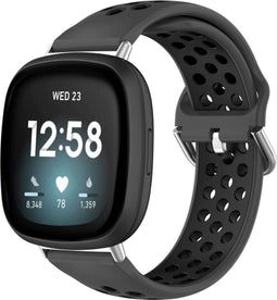 imoshion Siliconen sport bandje - Geschikt voor Fitbit Versa 4, Versa 3, Sense 2, Sense - Grijs - One Size