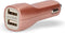 Ksix - 2 USB-autolader met USB-Micro en USB Kabel - metaal Rose Goud