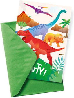 Overige Merken Dino Uitnodigingskaarten 6 Stuks