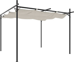 vidaXL - Pergola - met - uitschuifbaar - dak - 295x292x230 - crèmekleurig
