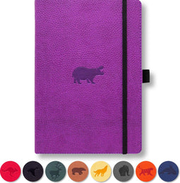 Dingbats* Wildlife A5 Notitieboek - Purple Hippo Stippen - Bullet Journal met 100 gsm Inktvrij Papier - Schetsboek met Harde Kaft, Binnenvak, Elastische Sluiting en Bladwijzer