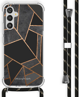 iMoshion Hoesje Geschikt voor Samsung Galaxy A34 (5G) Hoesje Met Koord - iMoshion Design Hoesje met Koord - Zwart / Black Graphic