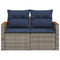 Tuinbank 2-zits met kussens poly rattan grijs