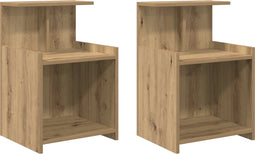 vidaXL - Bedkasten - 2 - stuks - Ambachtelijk - Eiken - 40x35x60 - cm - Bewerkt - Hout
