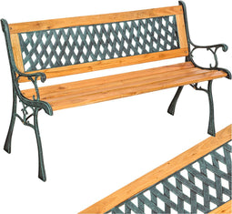 tectake® Gietijzeren Tuinbank - Nostalgisch Ontwerp - Stevig en Waterbestendig - Bruin - 128 x 51 x 73 cm