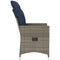 Tuinstoel verstelbaar met kussens poly rattan grijs