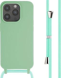 imoshion Hoesje Geschikt voor iPhone 15 Pro Hoesje Met Koord - imoshion Siliconen hoesje met koord - Groen