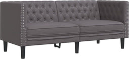 vidaXL - Tweezitsbank - Chesterfield-stijl - kunstleer - grijs