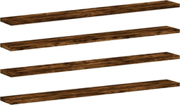 vidaXL - Wandschappen - 4 - st - 80x10x1,5 - cm - bewerkt - hout - gerookt - eikenkleur