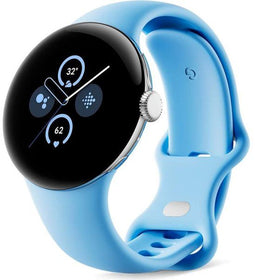 Google Pixel Watch 2 - Smartwatch - GPS - 5ATM - Zilverkleurig met blauw sportbandje