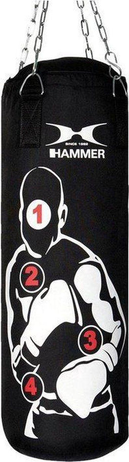 Bokszak 100 cm Sparring Pro - Boksbal met trefpunten - incl gratis ketting - Zwart - Nylon - Volwassenen - Boksen - Vechtsport