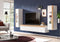 Furnilux Ruda - Wandkast Systeem 3 Delen - Vitrinekasten met Glazen Deuren en TV-kast - Wit met Eik Decor 34 cm x 270 cm x 33 cm