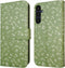 imoshion Hoesje Geschikt voor Samsung Galaxy A35 Hoesje Met Pasjeshouder - imoshion Design Bookcase smartphone - Groen / Green Flowers