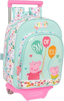 Schoolrugzak met Wielen Peppa Pig Cosy corner Licht Blauw (26 x 34 x 11 cm)