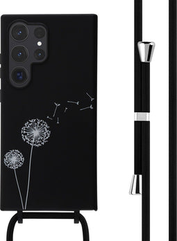 imoshion Hoesje Geschikt voor Samsung Galaxy S24 Ultra Hoesje Met Koord - imoshion Siliconen design hoesje met koord - Zwart / Dandelion Black