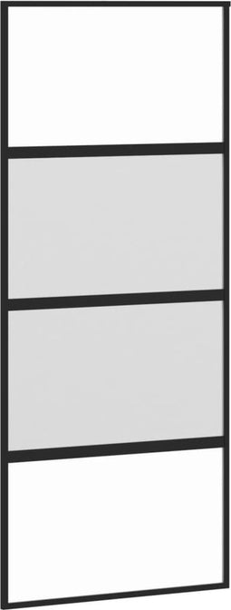 vidaXL - Schuifdeur - 90x205 - cm - gehard - glas - en - aluminium - zwart