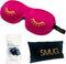SMUG 3D Slaapmasker met Zwarte Oordopjes en Opbergzakje - 100% Verduisterend - Ergonomisch Oogmasker - Wink Print, Fel Roze
