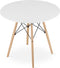 TODI-90 Ronde Eettafel, Scandinavisch Design, Wit Tafelblad, Stevige Beukenhouten Poten, Geschikt voor Keuken, Eetkamer en Woonkamer, Ø90 cm