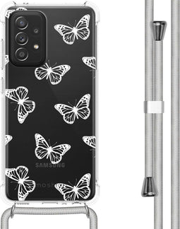iMoshion Hoesje Geschikt voor Samsung Galaxy A52 (4G) / A52s / A52 (5G) Hoesje Met Koord - iMoshion Design Hoesje met Koord - Transparant / Butterfly