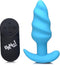 XR Brands Vibrating Silicone Swirl Butt Plug with Remote Control blue
