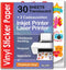 AgoDeo - Vinyl Stickervellen A4 - 32 Semi-Transparant Waterbestendig voor Inkjet & Laser Printer - Geschikt voor Cricut