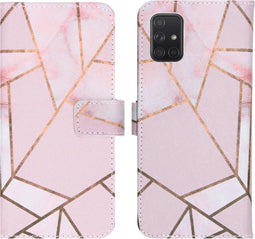 iMoshion Hoesje Geschikt voor Samsung Galaxy A71 Hoesje Met Pasjeshouder - iMoshion Design Softcase Bookcase - Goud / Roze / Pink Graphic